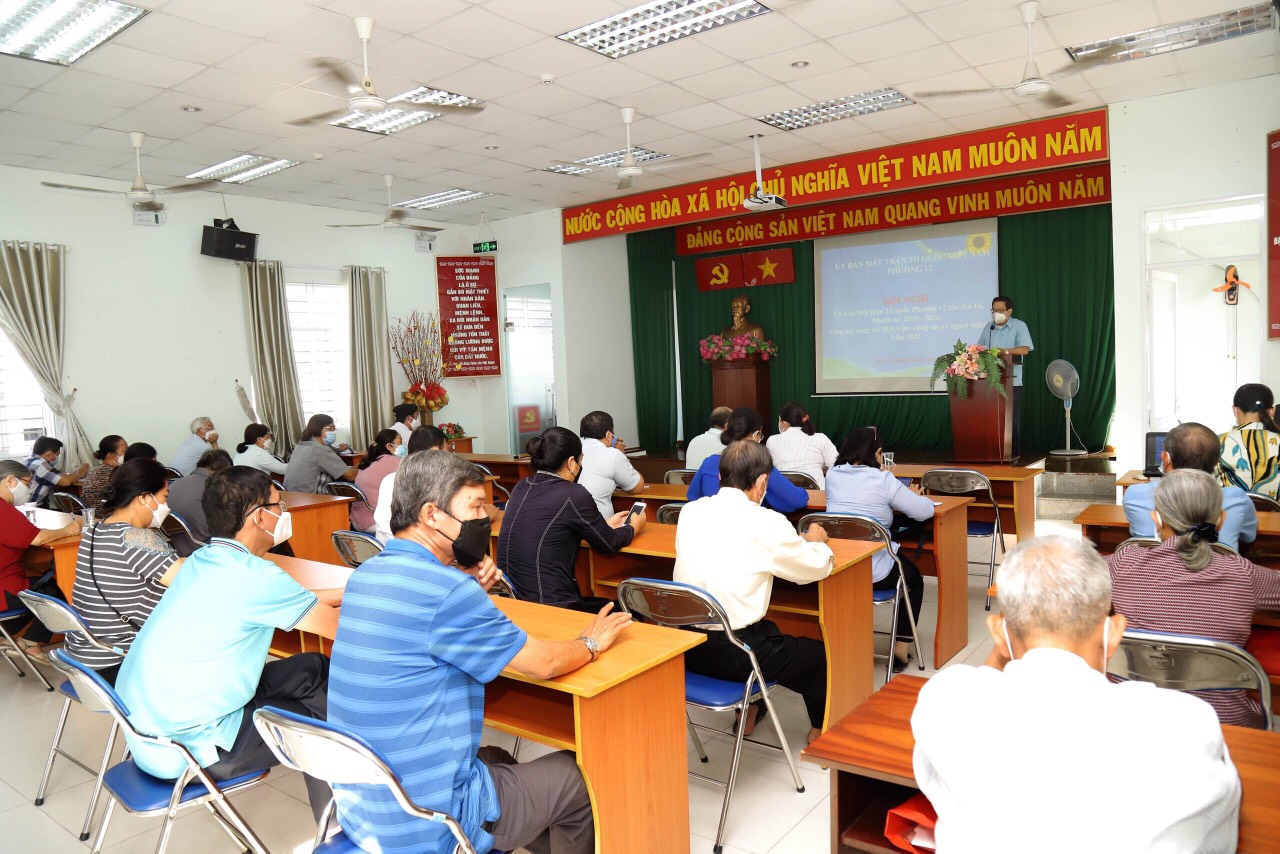 Ngày 11/01/2022   Hội nghị Ủy ban Mặt trận Tổ quốc Việt Nam phường 12 lần thứ 14 nhiệm kỳ 2019-2024 – Tổng kết công tác Mặt trận, công tác Vì người nghèo năm 2021